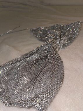 Dolls Kill Lipstick Boutique Silver Crystal Mesh Bra Top